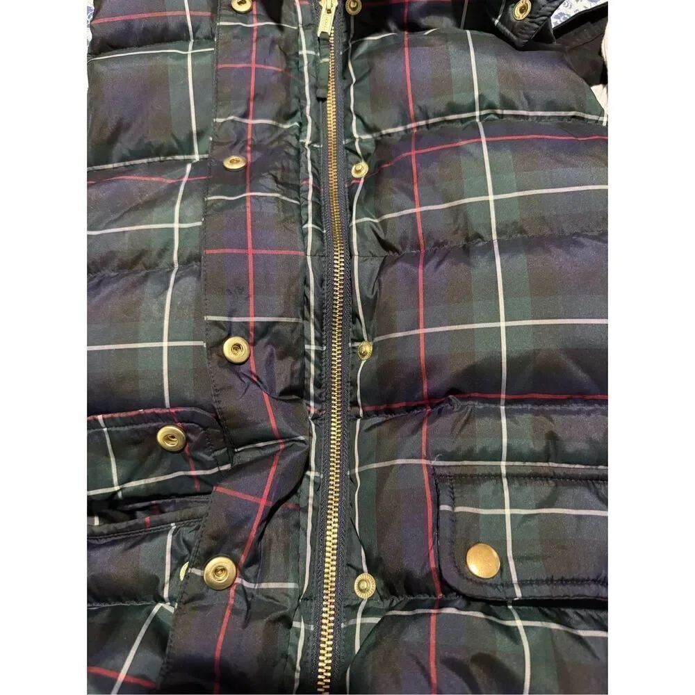J. Crew plaid puffer vest features removable hood XS - Picture 5 of 12